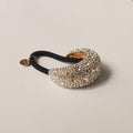 Pave Stone Crescent Metal Cuff Ponytail Hair Tie | Gold
