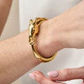 Equestrian Horsehead Hinged Bangle - Gold