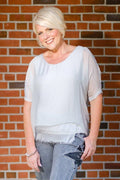 Adriana Silk Double Raw Edge Top (BQ209)