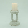 Small Faux Ivory Bead Candle Holder