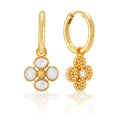Berry Clover Hoop Earrings with Double Sided Charm - MOP