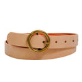 Round Brass Buckle Suede/Genuine Leather Belt|Minimalist