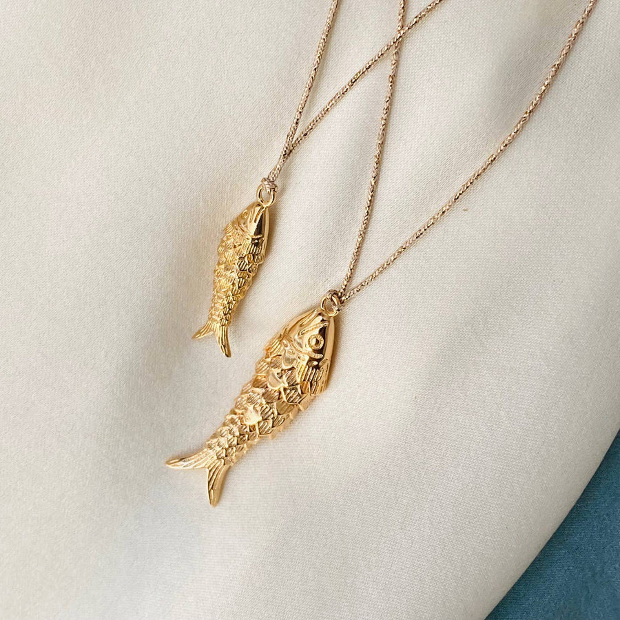 SARDINA NECKLACE, gold and silver plated fish (CAT74)
