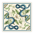 100% Silk Scarf Blue Snake and Butterfly Summer Bandana