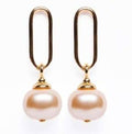 Paper Clip + Pearl Earrings