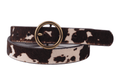 Round Brass Buckle Suede/Genuine Leather Belt|Minimalist