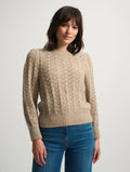 Pointelle Puff Sleeve Crewneck