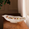 RESIN Alabaster Medium Oval Bowl - White Swirl