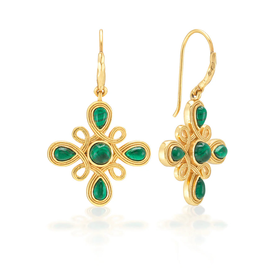 Monique Gem Dangle Earrings - Malachite
