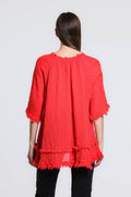 Zariah Crinkle Linen Raw Edge Top (BB104)