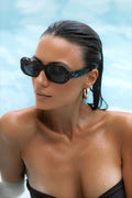 Onyx Acetate Womens Rectangular Sunglasses