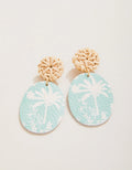 Palm Leather Earrings Blue