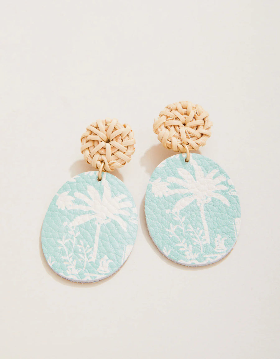Palm Leather Earrings Blue