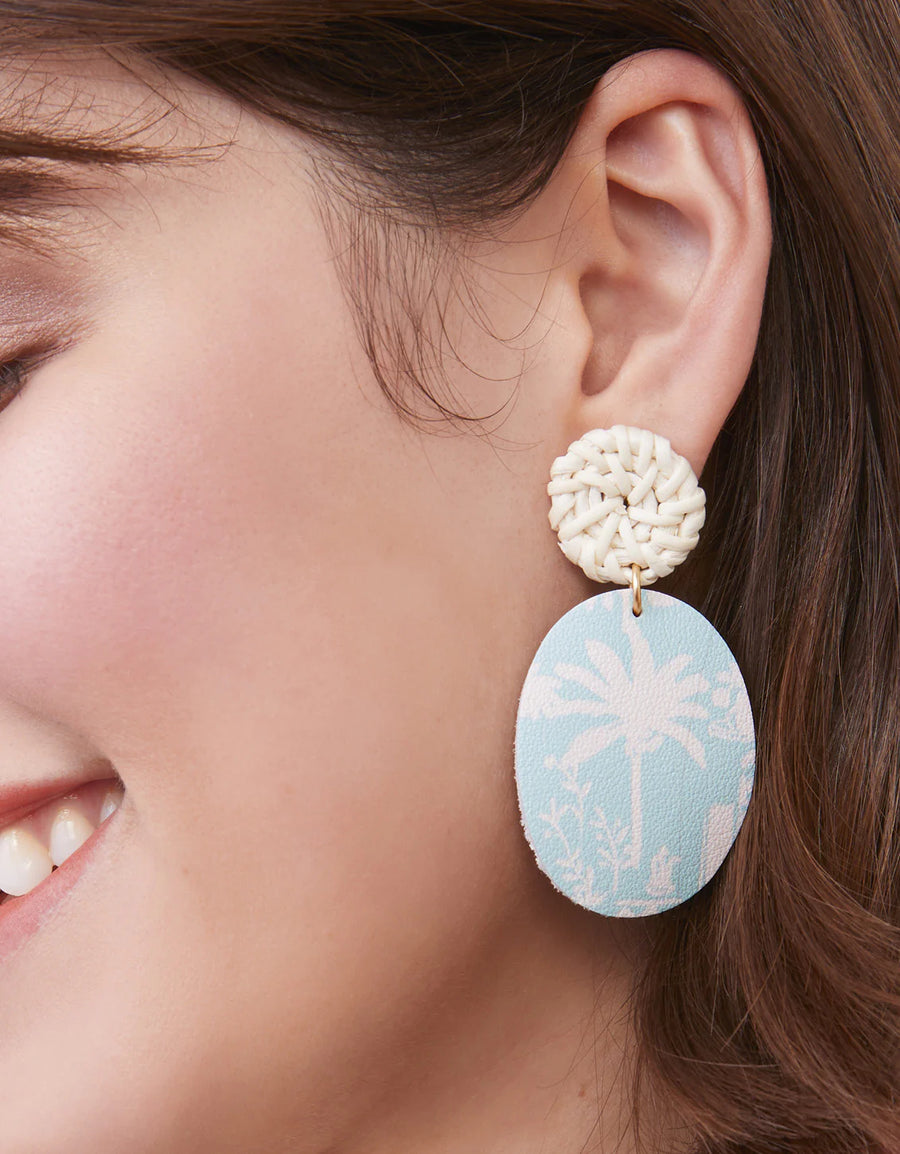 Palm Leather Earrings Blue