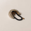 Pave Stone Crescent Metal Cuff Ponytail Hair Tie | Gold