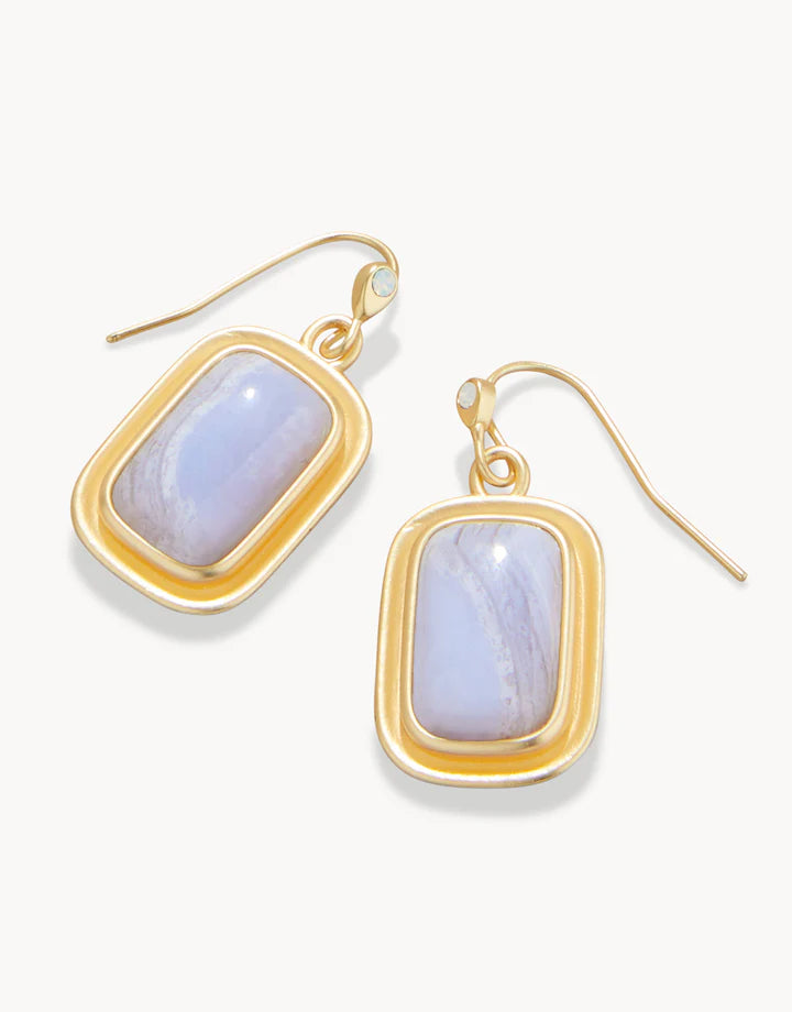 Stone Drop Earrings Blue Chalcedony