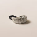 Pave Stone Crescent Metal Cuff Ponytail Hair Tie | Silver