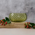 Large Hobnail Glass Bowl | Moss Green | Decorative Dish