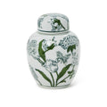 7 1/2" Green and White Chinoiserie Ginger Jar with Lid