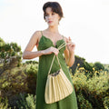 Carrie Avocado Pleated Vegan Leather Shoulder Bag