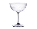 Set Of Six Crystal Champagne Saucers with Greek Key Design
