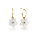 Mermaid Garden Hoop Earrings with Flower Charm - MOP