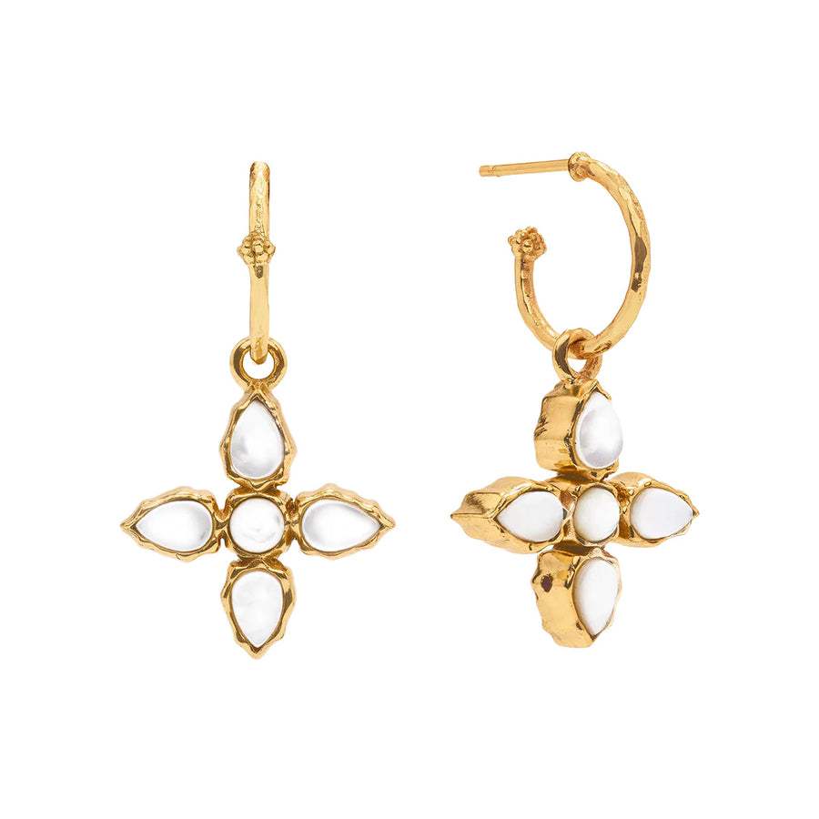 Aurora Hoop Earrings with Reversible Charm - Abalone/MOP