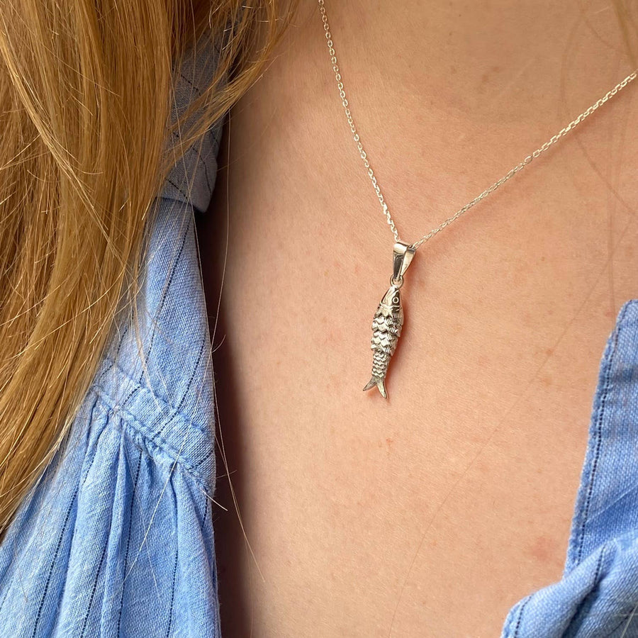 SARDINA NECKLACE, gold and silver plated fish (CAT74)