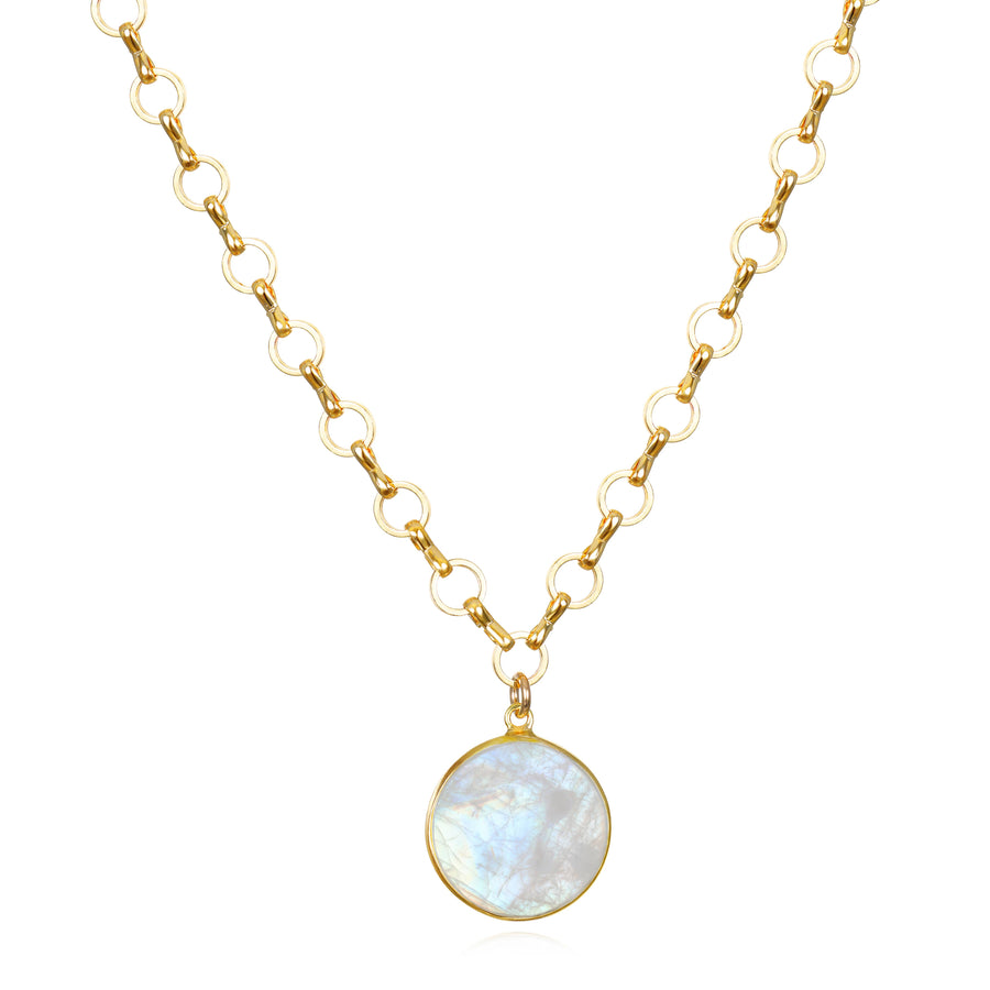 Petite Circle Moonstone Pendant Necklace
