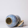 Deco Peony Blue and White Porcelain Temple Jar