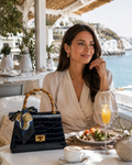 GF1925 - LUXURY ITALIAN CROCCO LEATHER BAMBOO HANDLE BAG