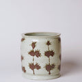 Rustic Copper Glazed Bamboo Porcelain Cachepot