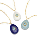 Lapis and Blue Topaz Pear Pendant Necklace