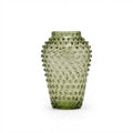 Hobnail Vase Barrel | Moss Green Glass Vase | Crystal Decor