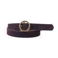 Round Brass Buckle Suede/Genuine Leather Belt|Minimalist