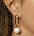 Paper Clip + Pearl Earrings