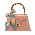 GF1925 - LUXURY ITALIAN CROCCO LEATHER BAMBOO HANDLE BAG
