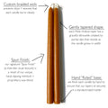 10" Hand Dipped Unscented Taper Candles - 39 Colors USA Made
