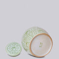 Scrolling Peony Green and White Porcelain Jar