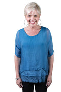 Adriana Silk Double Raw Edge Top (BQ209)