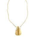 Tan Horn & Gold Crystal Leaf Pendant // Jackson Necklace