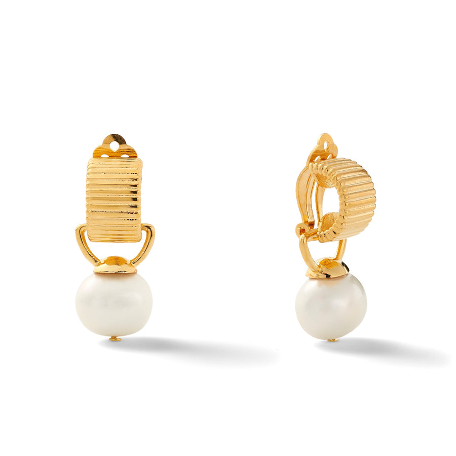 Scalloped Ear Clips With Detachable Drops