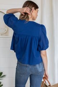Embroidered Puff Isla Top