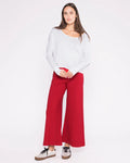 Ponte Knit Wide Leg Pant Cropped