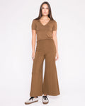 Ponte Knit Wide Leg Pant Cropped