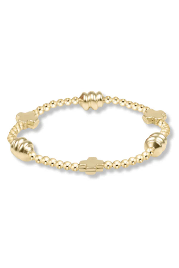Signature Cross Admire Gold Pattern 3mm Bead Bracelet - Gold