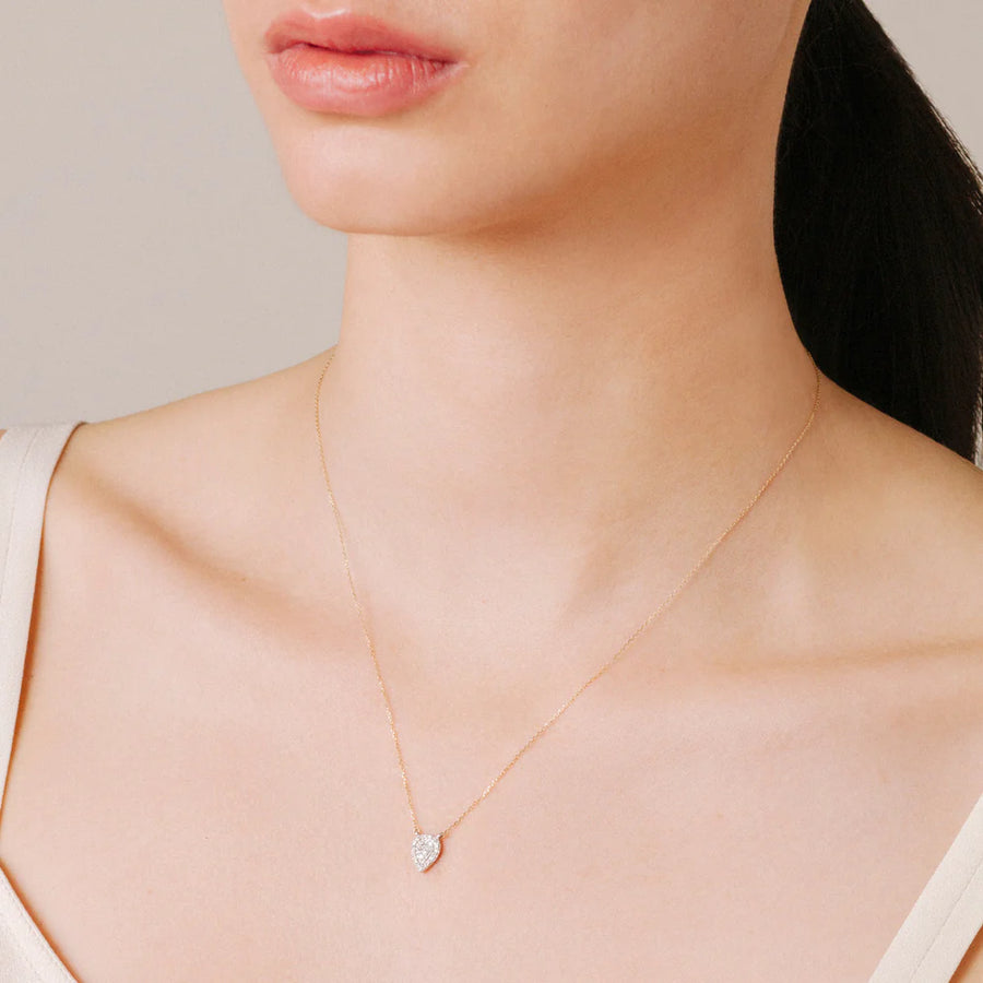 Solid Pavé Teardrop Necklace