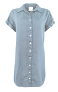 Roll Sleeve Camp Dress - Washed Linen