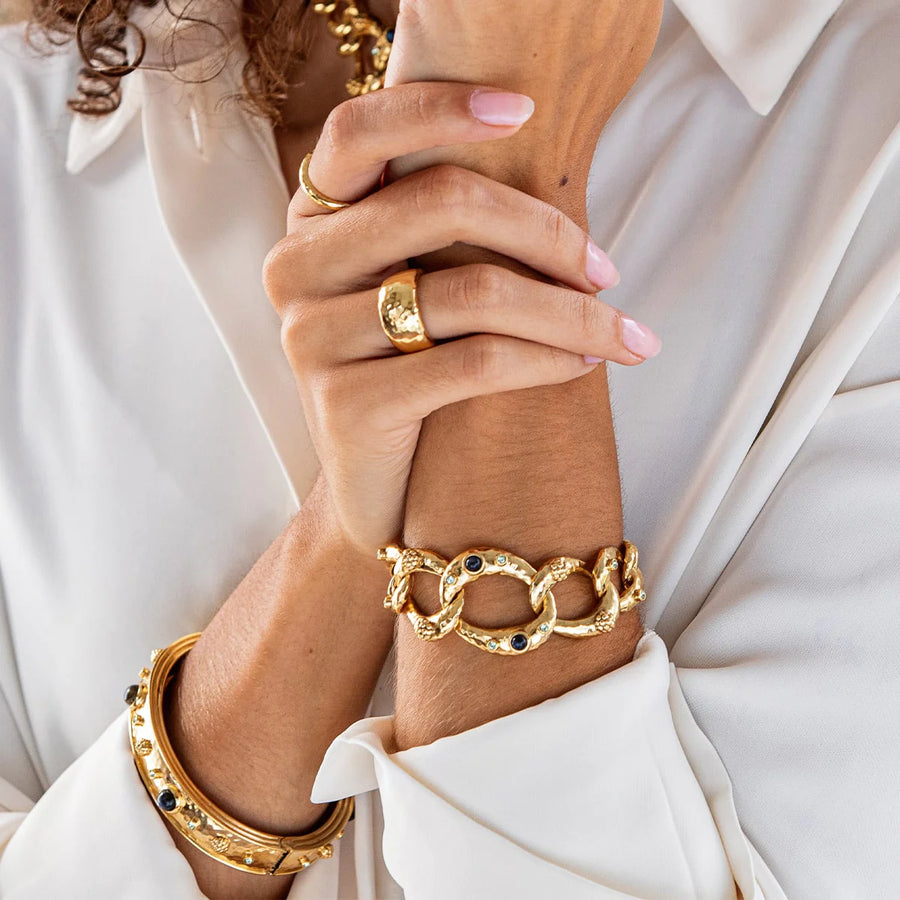 Cleopatra Ring Hammered Gold Band