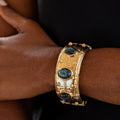 Cleopatra Grande Hinged Bangle - Gold/Blue Labradorite